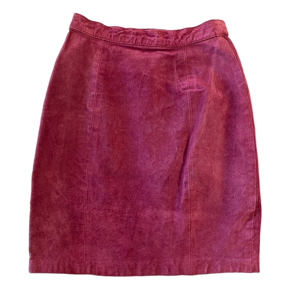 80s Hot Pink Suede Skirt